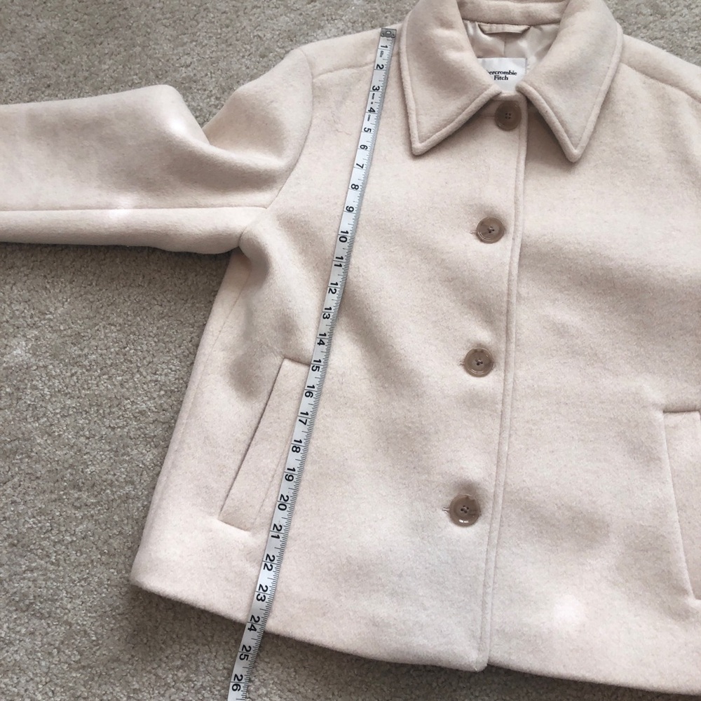 Abercrombie And Fitch Short Cream/ White Wool Coat Lined Size Medium - Picture 4 of 11